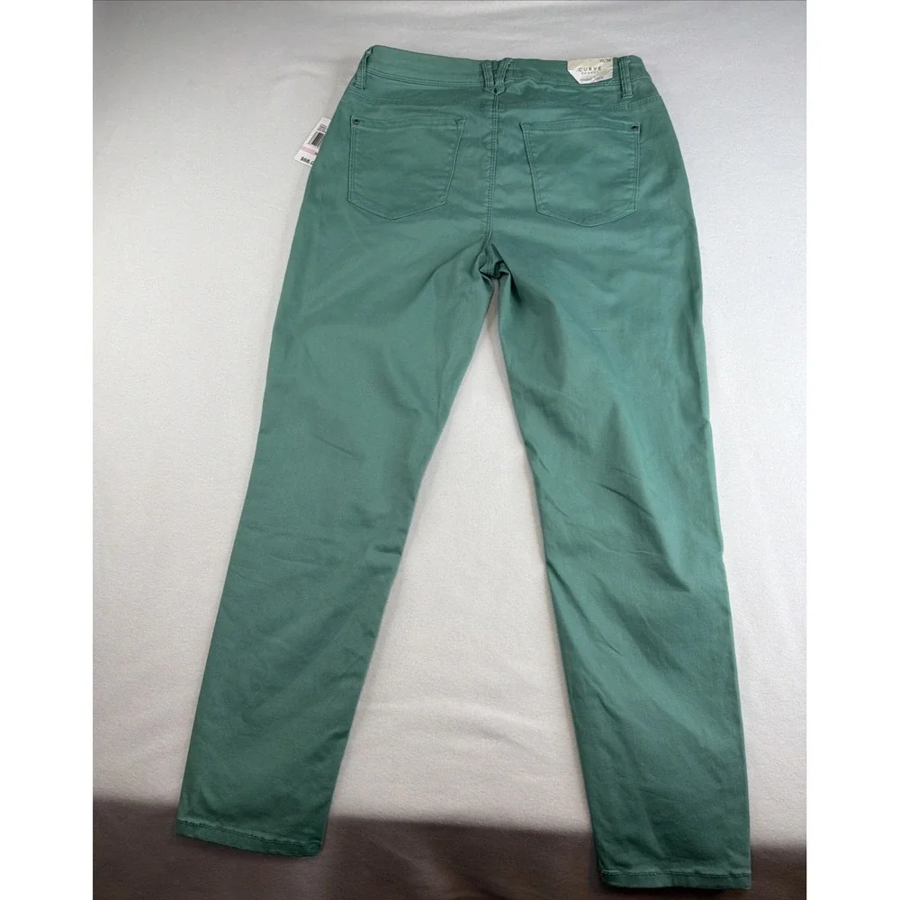 Curve Appeal Womens Pants Size 10 Green Straight Leg Stretch NWT